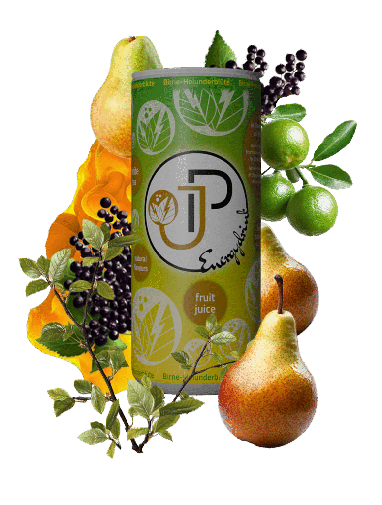 JP Energydrink Birne-Holunderblüte - Kalorienarme Erfrischung mit Weißtee und natürlichem Fruchtsaft.