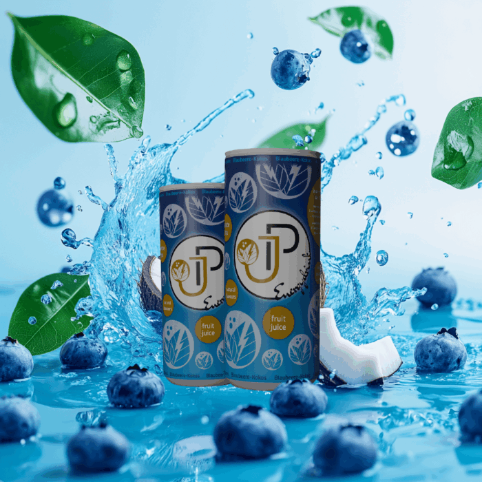 JP Energydrink Blaubeere-Kokos - Kalorienarme Erfrischung mit Weißtee und natürlichem Fruchtsaft.
